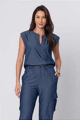 Blusa Denim Rita Feminina
