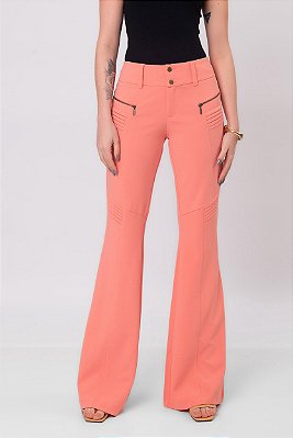CALÇA FLARE CREPE  MOSS ZIPER