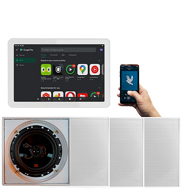 Kit Jbl Som Ambiente Amplificador Android Wifi Touch 7" de Parede