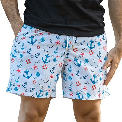 Short Masculino Estampado Âncoras e Boias