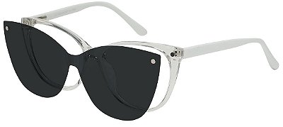Armação Óculos Receituário e Sol Clipon Com 1 Lente AT 6102 Transparente/Branco