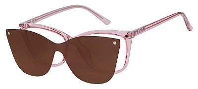Armação Óculos Receituário e Sol Clipon Com 1 Lente AT 5103 Rosé Transparente