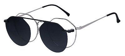 Armação Óculos Receituário e Sol Clipon Com 1 Lente AT 3045 Prata