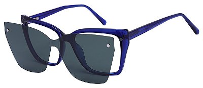 Armação Óculos Receituário e Sol Clipon Com 1 Lente AT 128 Azul