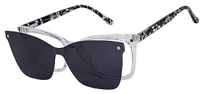 Armação Óculos Receituário e Sol Clipon Com 1 Lente Nix Transparente/Animal Print