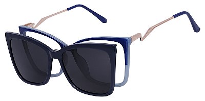 Armação Óculos Receituário e Sol Clipon Com 1 Lente Jenna Azul Duo