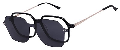 Armação Óculos Receituário e Sol Clipon Com 1 Lente Oasis Preto