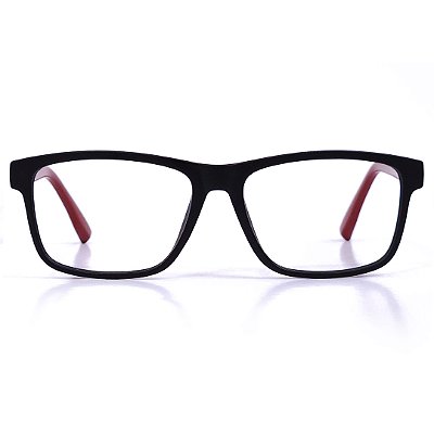 Armação Óculos Receituário Hussarya Preto/Vermelho
