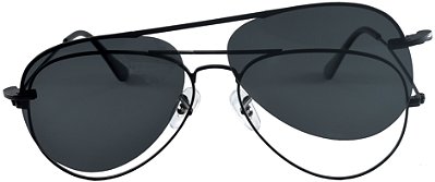 Armação Óculos Receituário Clipon (Polarizado Proteção UV400) Aviador Preto AT 3042