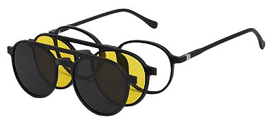 Armação Óculos Receituário e Sol Clipon Decadence Com 2 Lentes Preto