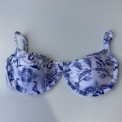 Meia Taça com Bojo Maleável, Aro tecido glow Grécia azul 093 (CALCINHA NÃO INCLUSO)