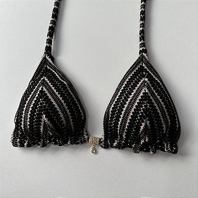 Cortininha com Bojo Maleável Croche preto (CALCINHA NÃO INCLUSO)