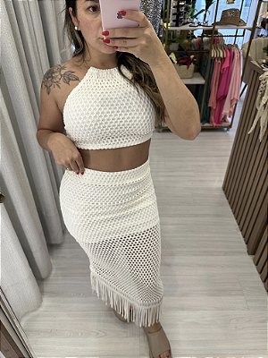 Conjunto Milão Off saia e croped ( tamanho único)