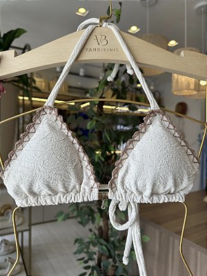 Cortininha com Bojo Removível Maragogi crochê handmade 014 ( CALCINHA NÃO INCLUSO)