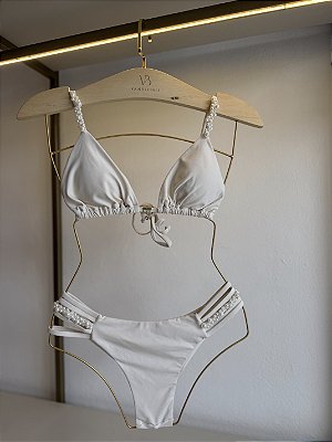 Calcinha 005 cintura média com bordado pérola fio duplo Amalfi off white (BUSTO NÃO INCLUSO)