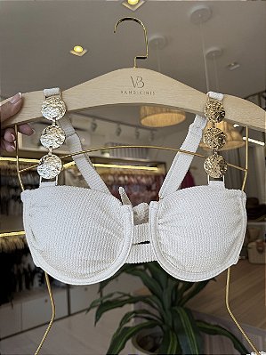 Meia Taça Drapeado Paris Plisse Off White (CALCINHA NÃO INCLUSO)