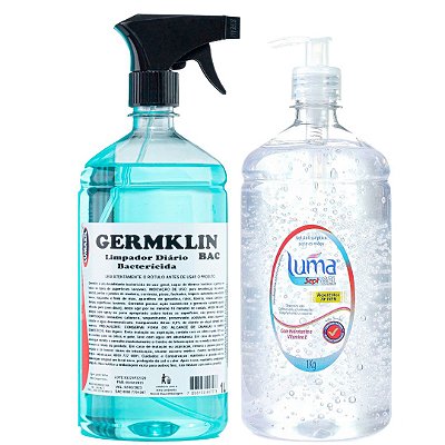 Kit Higiene Pessoal - Germklin Bac Limpador Diário Bactericida 1L + Luma Sept Gel - Gel Antisséptico Para As Mãos 1L