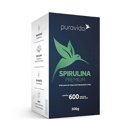 Spirulina Orgânica (500 mg) - Puravida 600 tabletes