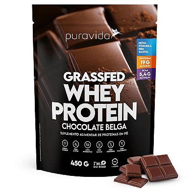 Grassfed Whey Protein Sabor Chocolate Belga - Puravida 450g