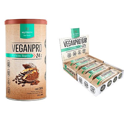 Veganpro Cacau (550g) + Veganpro Bar Cacau (10 un.) - Nutrify