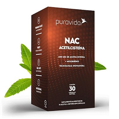 NAC Acetilcisteína (600mg) - Puravida 30 cápsulas
