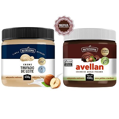 Kit Trufado de Leite + Creme de Avelã Vegano - Nutríssima 450g