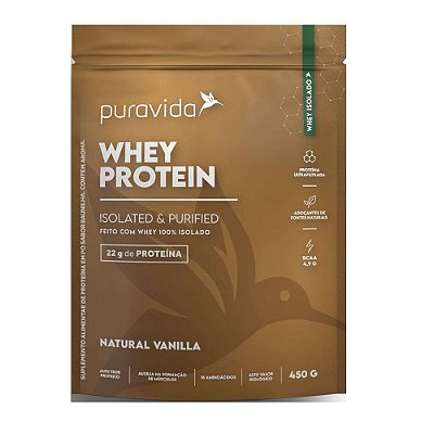 Whey Protein 100% Isolado Natural Vanilla - Puravida 450g