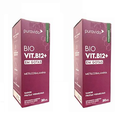 Kit 2x Vitamina B12 Drops Metilcobalamina - Puravida 20ml