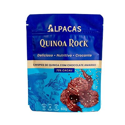 Quinoa Rock Chocolate Amargo 70% Cacau - Alpacas 60g