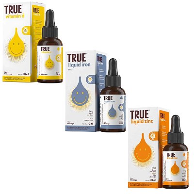Kit Vitamin D + Liquid Iron Plus + Liquid Zinc - True Source 30ml