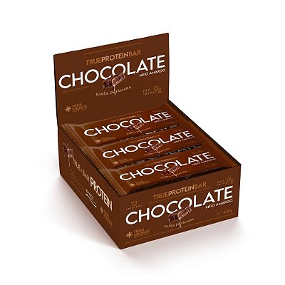 True Protein Bar Chocolate Meio Amargo - True Source 12 Un.