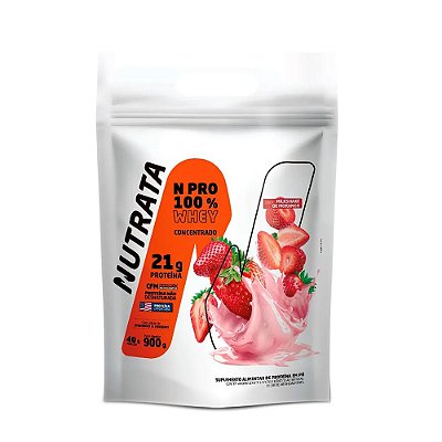N Pro 100% Whey - Refil - Sabor Morango - Nutrata 900g
