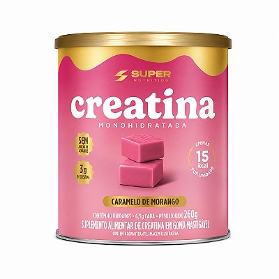 Creatina Sabor Caramelo De Morango - Super Nutrition 40 un.