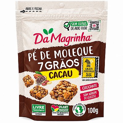 Pé De Moleque 7 Grãos Cacau - Da Magrinha 100g