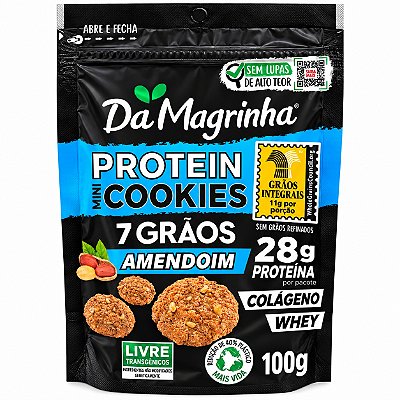 Mini Cookies Protein 7 Grãos Amendoim - Da Magrinha 100g