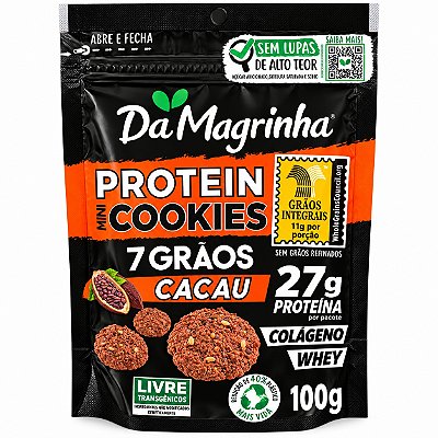 Mini Cookies Protein 7 Grãos Cacau - Da Magrinha 100g