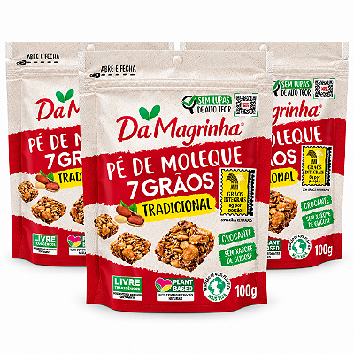 3x Pé De Moleque 7 Grãos Tradicional - Da Magrinha 100g
