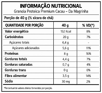 3x Granola Proteica Premium Cacau - Da Magrinha 200g