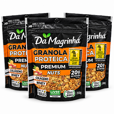3x Granola Proteica Premium Nuts - Da Magrinha 200g
