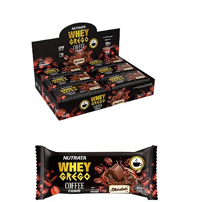 Whey Grego Bar Sabor Coffee Chocolate - Nutrata - Caixa com 12 un.