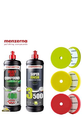 Kit Polimento Premium Menzerna 3 Boinas + 2 compostos 1kg