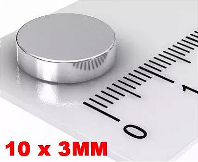 Imã de Neodímio Disco 10mm x 3mm *50 Peças*