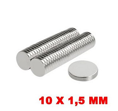 Imã De Neodímio Disco 10mm X 1,5mm *50 Peças*