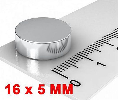 Imã De Neodímio Disco 16mm X 5mm *50 Peças*