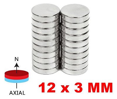 Imã De Neodímio Disco 12mm X 3mm Bolsa e Artesanato *50 Peças*