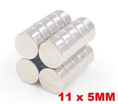 Imã De Neodímio Disco 11mm X 5mm *10 Peças*