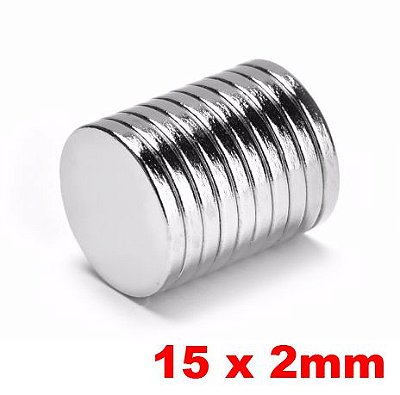 Imã De Neodímio Disco 15mm x 2mm *50 Peças*