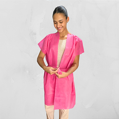 Avental descartável TNT sem manga 40g - Rosa