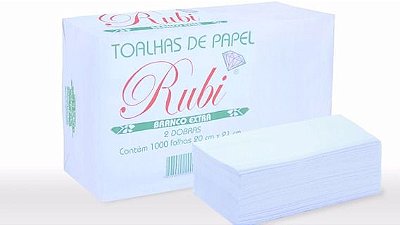 Papel toalha branco extra 2 dobras (1.000 folhas) - Rubi
