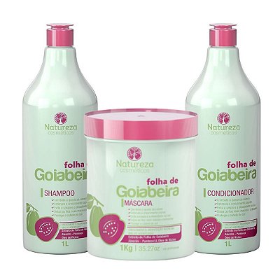 Kit Folha de Goiabeira 1L - Shampoo + Máscara + Condicionador - Natureza Cosméticos